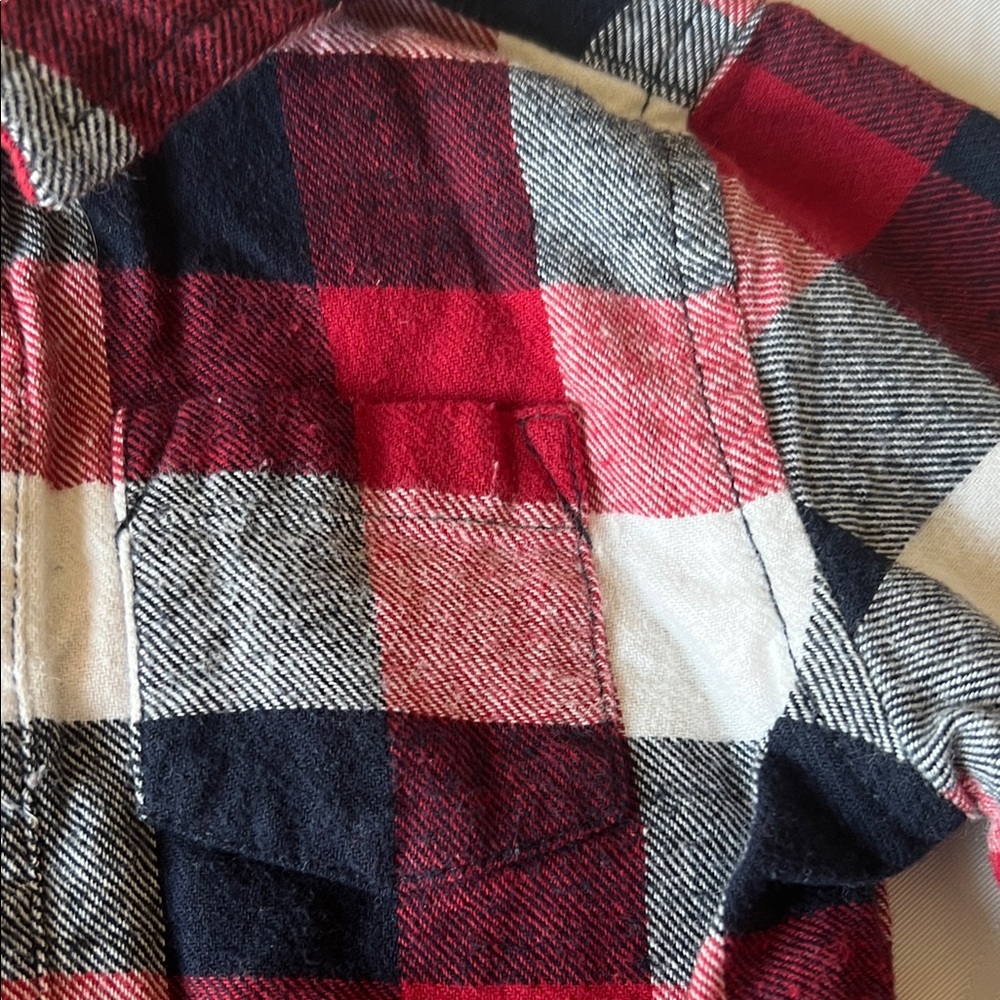 Wrangler Western Long Sleeve Red and Black Plaid Flannel Onesie 100% Cotton 12M - Picture 4 of 9